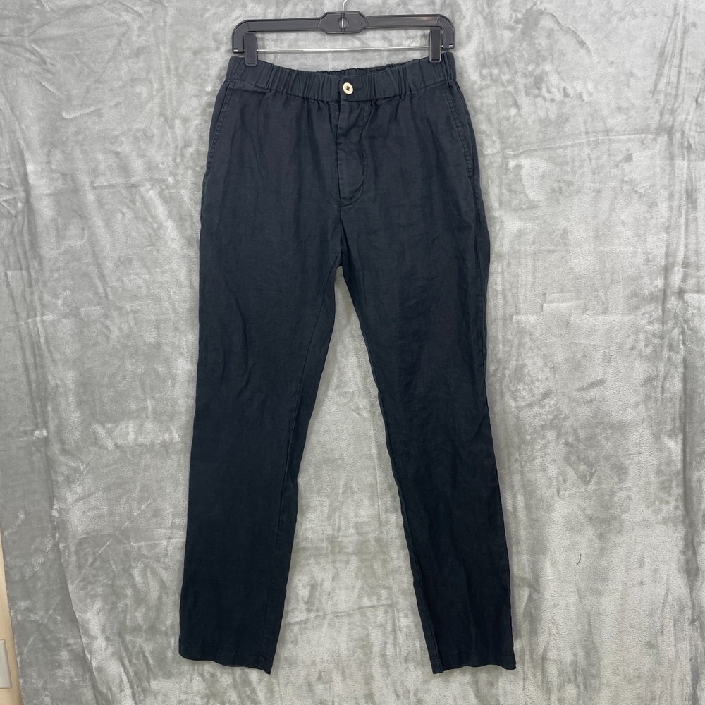Quince 100% European Linen Pants Women's Size Small Black Drawstring Pockets